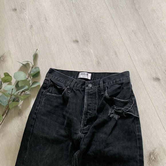 Agolde Jamie high rise jeans size 27 distressed Black Wash Classic Tapered Denim - Picture 12 of 16
